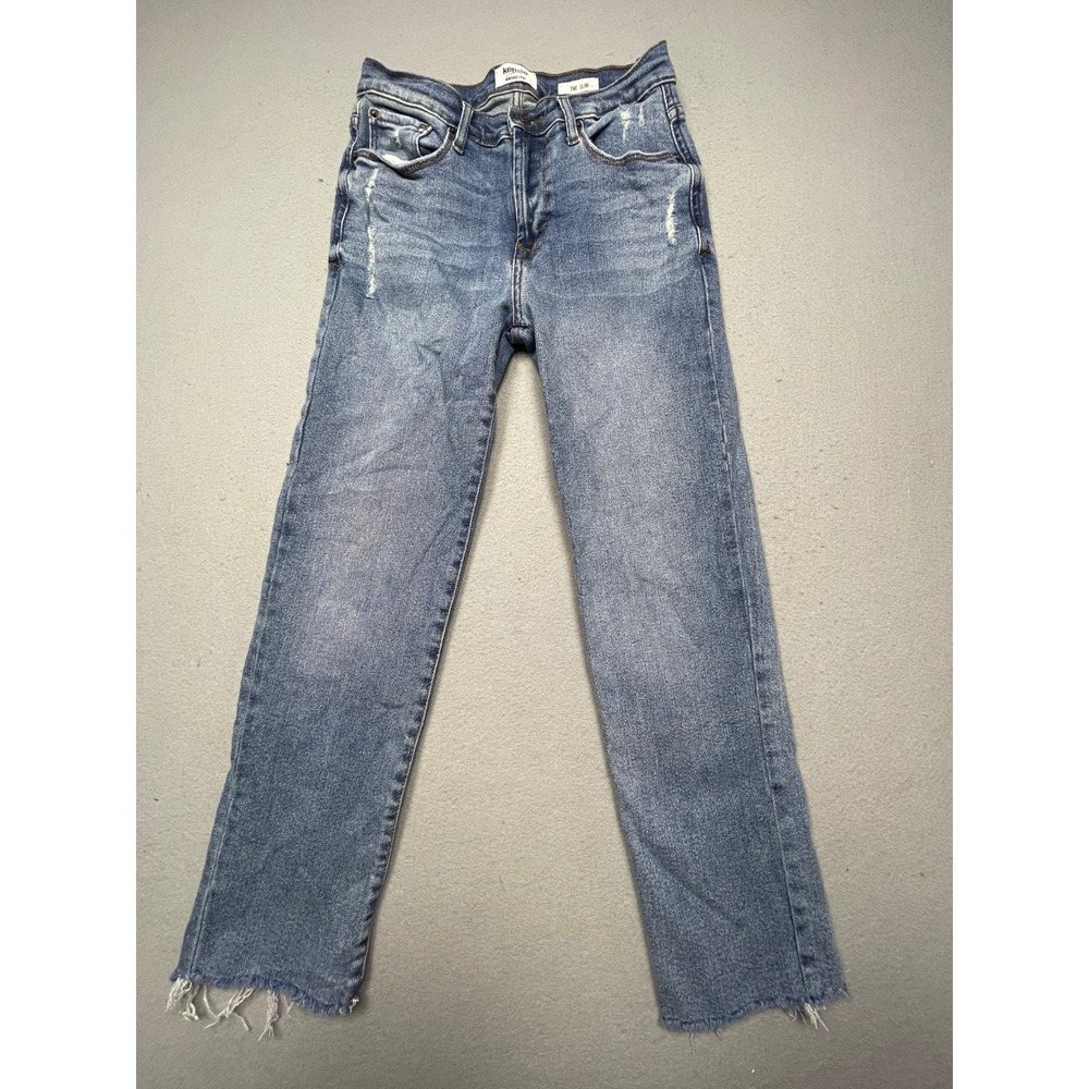 Kensie Jeans The Slim Cotton Blend Blue Distressed 27 Womens